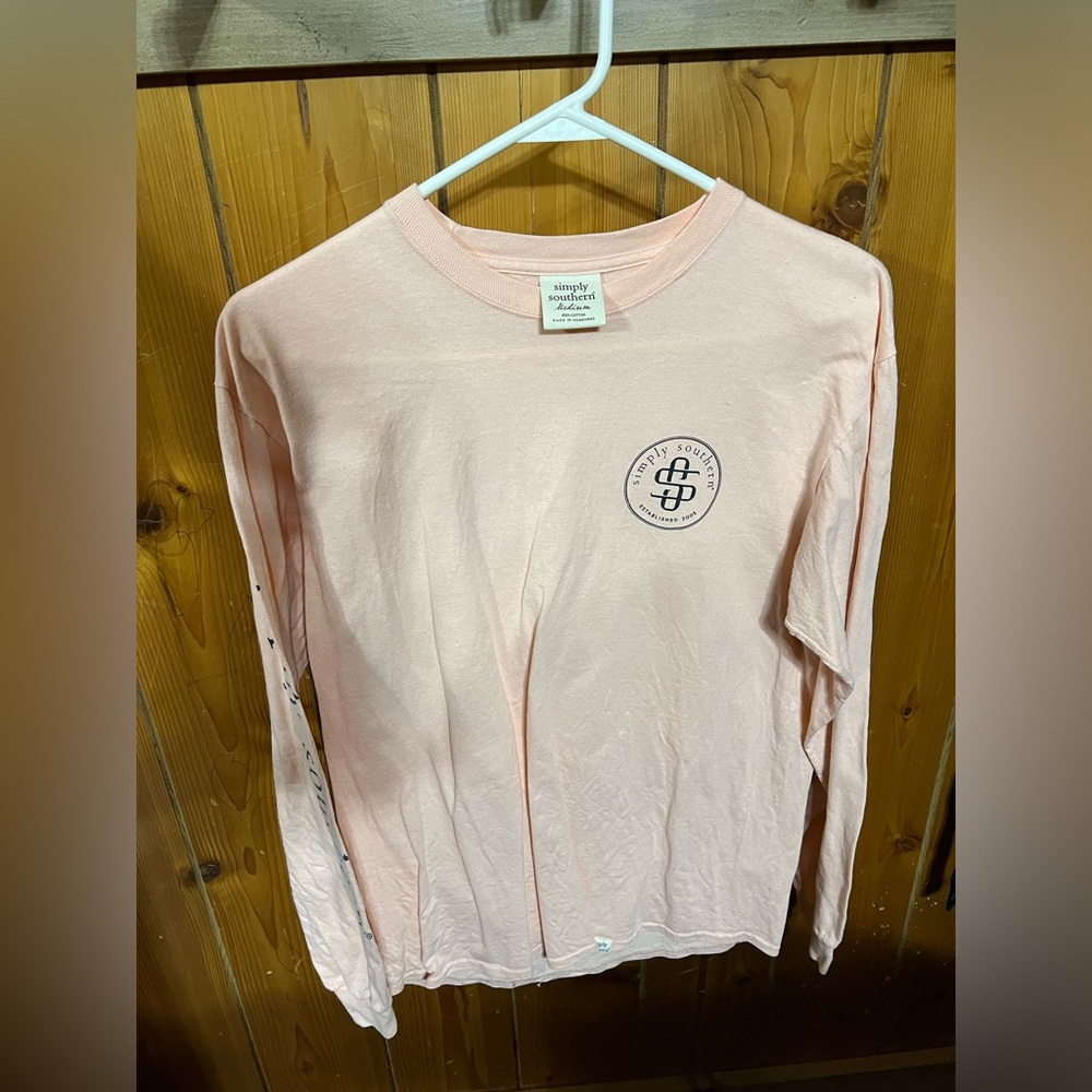 Simply Southern womens Light Pink Long Sleeve Tee